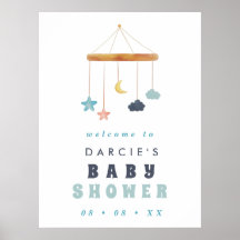 Modern Blue Crib Mobile Blue Baby Shower Welcome