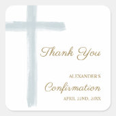 Modern Blue Cross Thank You Confirmation スクエアシール (正面)