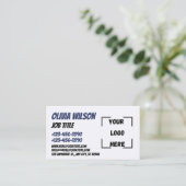 Modern Blue Custom Logo and QR Code Rectangle 名刺 (スタンド正面)