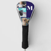 Modern Blue Custom Photo Template Monogram ゴルフヘッドカバー (正面)