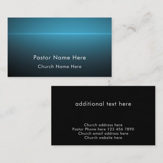 Modern Blue Custom Text Christian Church Pastor 名刺 (正面/裏面)