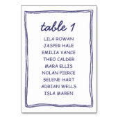Modern Blue Doodle Wedding Seating Chart Card テーブルナンバー (正面)