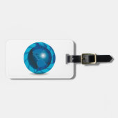Modern Blue Earth Globe World Map ラゲッジタグ (正面横)