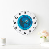 Modern Blue Earth Globe World Map ラージ壁時計