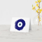 Modern Blue Evil Eye Good luck & Protection Symbol カード (黄色い花)
