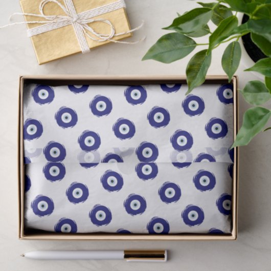 Modern Blue Evil Eye Good luck & Protection Symbol 薄葉紙 (ギフト)