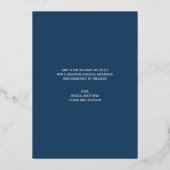 Modern Blue Festive Happy Holidays Christmas 箔シーズンカード (裏面)