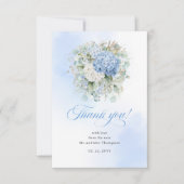 Modern Blue Floral Eucalyptus Wedding thank you ca 出欠カード (正面)