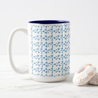 Modern Blue Floral Motif ツートーンマグカップ