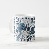 Modern Blue Floral Pattern Mug コーヒーマグカップ (正面左)