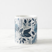 Modern Blue Floral Pattern Mug コーヒーマグカップ (中央)
