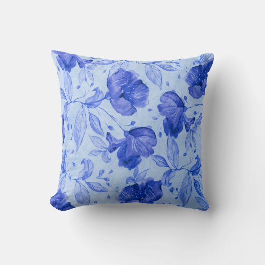 Modern Blue Flower Cushion Cover for Living Room  クッション (正面)