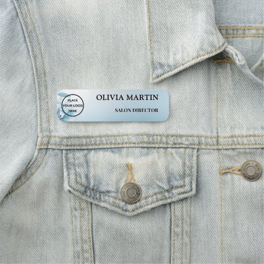 Modern Blue Flower Magnetic Name Badge Custom 名札 (インサイチュ)