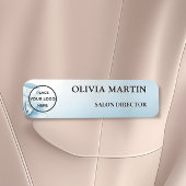 Modern Blue Flower Magnetic Name Badge Custom 名札
