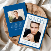 Modern Blue Frame 2 Photo Graduation 案内状