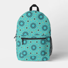 Modern Blue Geometric Burst Backpack プリントバックパック