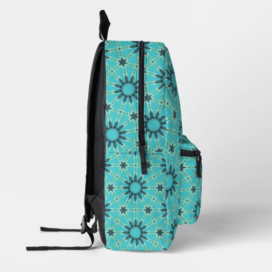Modern Blue Geometric Burst Backpack プリントバックパック (左)