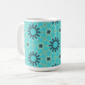 Modern Blue Geometric Burst Coffee Mug コーヒーマグカップ (正面左)