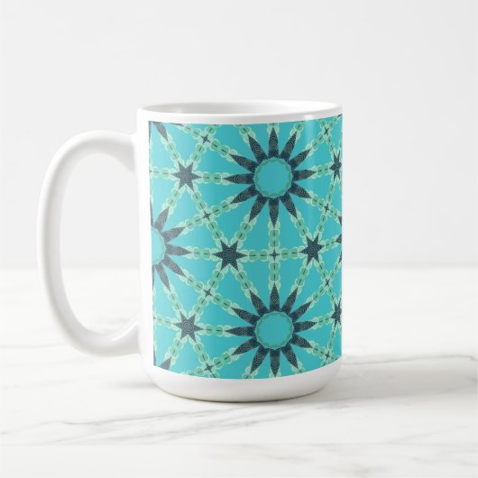 Modern Blue Geometric Burst Coffee Mug コーヒーマグカップ (左)