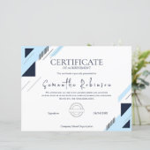Modern Blue Geometric Certificate of Achievement  (スタンド正面)