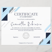 Modern Blue Geometric Certificate of Achievement  (正面)