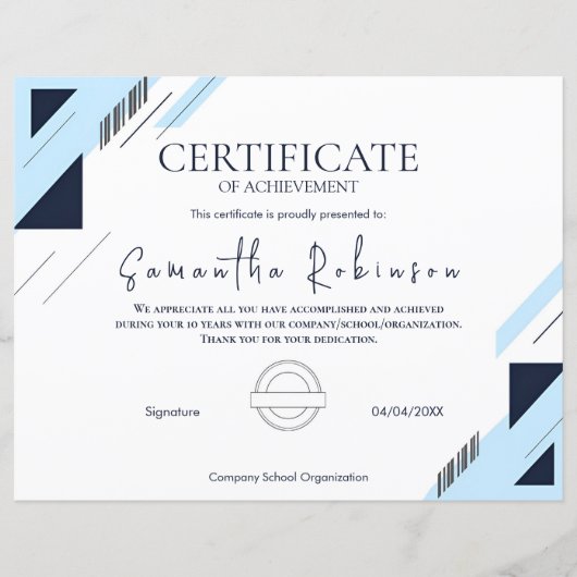 Modern Blue Geometric Certificate of Achievement  (正面)