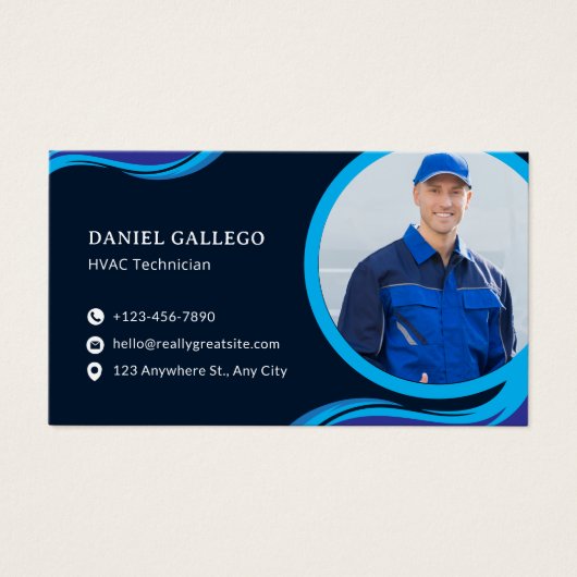 Modern Blue Geometric Corporate Business Card (正面)