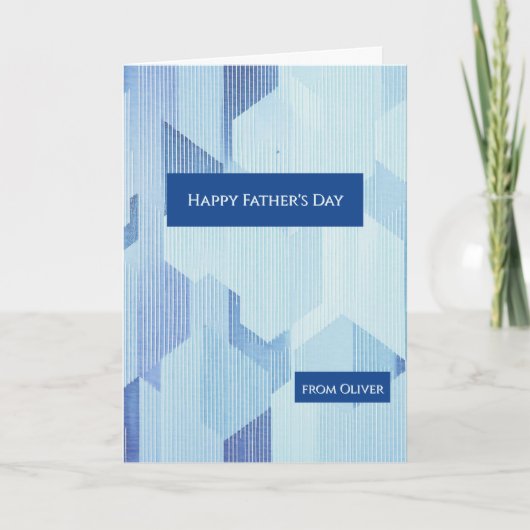 Modern Blue Geometric  Happy Father's Day Card カード (正面)