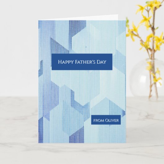 Modern Blue Geometric  Happy Father's Day Card カード (黄色い花)