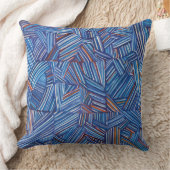 Modern Blue Geometric Throw Pillow – Stylish Abstr クッション (ブランケット)