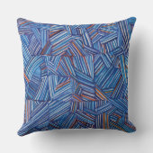 Modern Blue Geometric Throw Pillow – Stylish Abstr クッション (裏面)