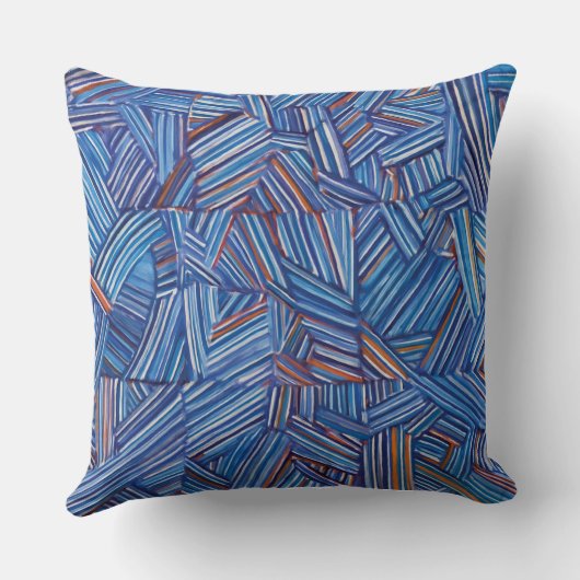 Modern Blue Geometric Throw Pillow – Stylish Abstr クッション (裏面)