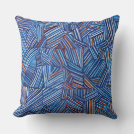 Modern Blue Geometric Throw Pillow – Stylish Abstr クッション