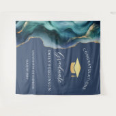 Modern Blue & Gold Agate Graduate Backdrop タペストリー (正面(横))