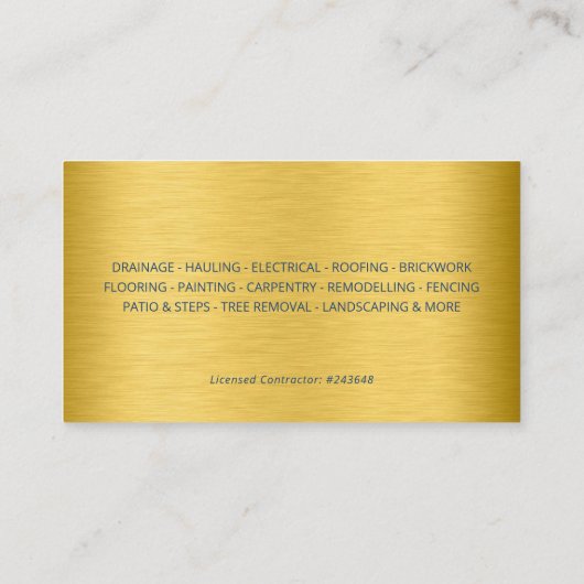 Modern Blue Gold Construction Building 名刺 (裏面)