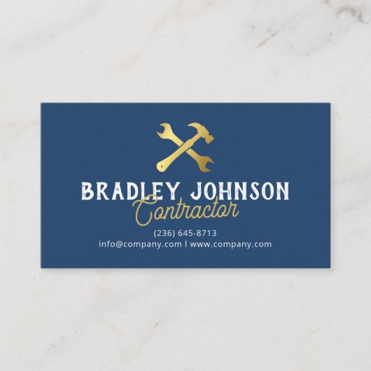 Modern Blue Gold Construction Building 名刺 (正面)