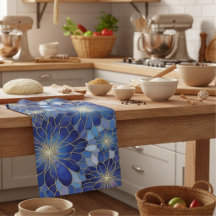 Modern Blue Gold Floral Pattern