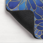 Modern Blue Gold Floral Pattern マウスパッド (コーナー)