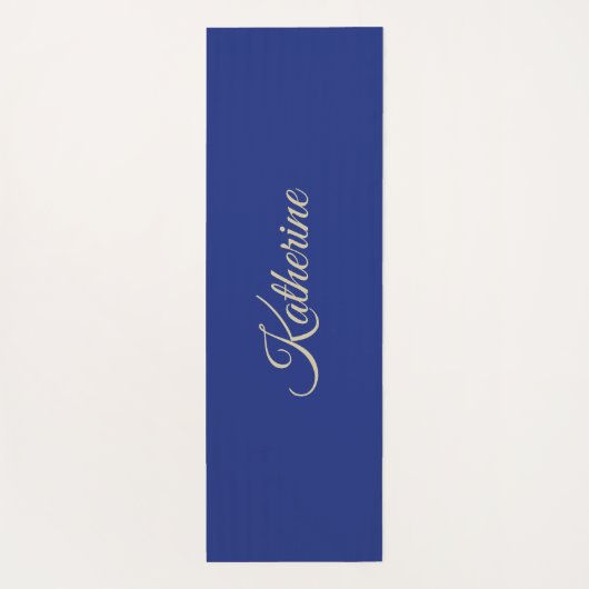 Modern Blue Gold Floral Pattern ヨガマット (裏面)