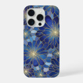 Modern Blue Gold Floral Pattern iPhoneケース (裏面)
