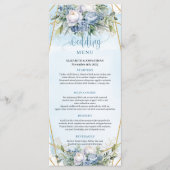 Modern Blue Gold Glitter Frame Greenery Wedding  メニュー (正面)