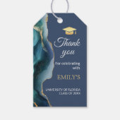 Modern Blue & Gold Graduation Thank you  ギフトタグ (正面)