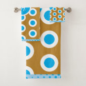 Modern Blue Gold Light Blue Circle Ring Pattern バスタオルセット (インサイチュ)