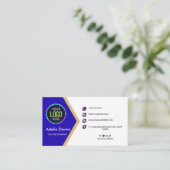 Modern Blue Gold Professional Business Card 名刺 (スタンド正面)