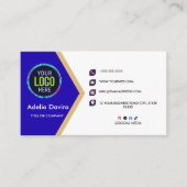 Modern Blue Gold Professional Business Card 名刺 (正面)
