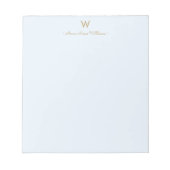Modern Blue Gold Script Monogram ノートパッド (正面)