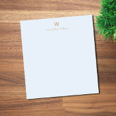 Modern Blue Gold Script Monogram ノートパッド