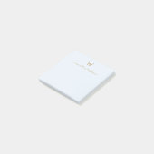 Modern Blue Gold Script Monogram ポストイット (アングル)