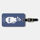 Modern Blue Golf Sport Monogram ラゲッジタグ (正面横)
