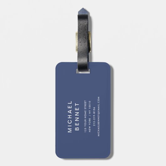 Modern Blue Golf Sport Monogram ラゲッジタグ (裏面縦)